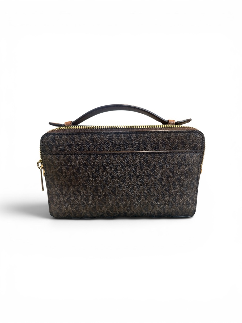 Michael Kors Brown Monogram Leather Top-Handle Wallet - Picture 3 of 12